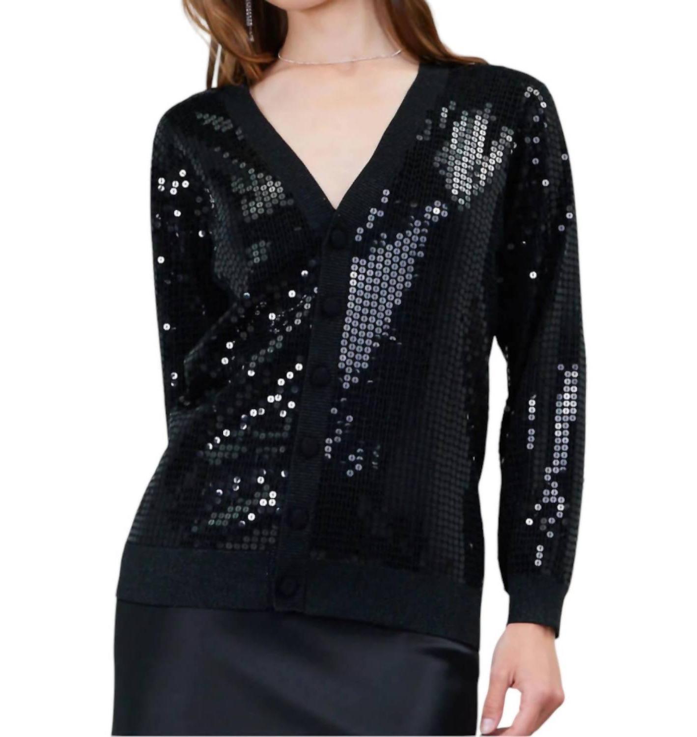 Current Air Sequin Long Sleeve Cardigan Black - $31.00