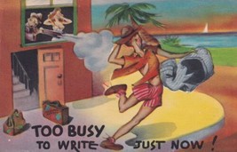 Too Busy To Write Just Now 1950 Comic Postcard B15 - $2.99