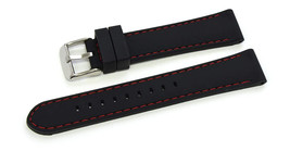 22mm Silicone Rubber Watch Band Strap Fits ECO DRIVE DIVER Black With Red Stich  - £10.43 GBP