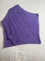 BIBI Women's Small Sweater Knit Purple Off-Shoulder One-Sleeve Loose Breathable image 3