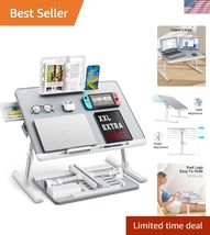 Bed Desk for Laptop, XX-Large Leather Adjustable Foldable Laptop Bed Tra... - $119.53