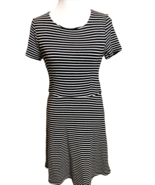 Madewell Women&#39;s Short Sleeve Knit Dress Large Black/White Striped - $354.99 MXN