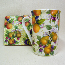 Dolce Vita FRUIT &amp; BERRIES Mug &amp; Coaster Gift Set Royal Elfreda Porcelain Italy - $21.00