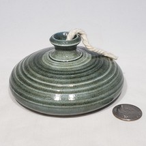 Studio Art Clay Hand Thrown Pottery Blue Brown Oil Lamp Base Signed - £42.31 GBP