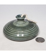 Studio Art Clay Hand Thrown Pottery Blue Brown Oil Lamp Base Signed - £42.33 GBP