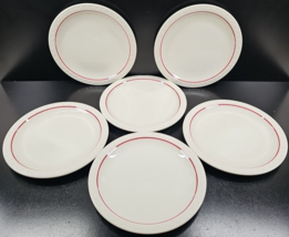 6 Syracuse China Cardinal Lines Dinner Plate Set Vintage Restaurant Ware... - $79.07
