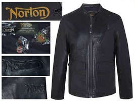 Norton Men&#39;s Leather Jacket M Or 2XL NR03 T3G - £185.26 GBP