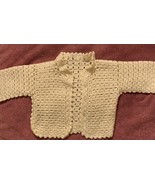 Beautiful Hand Crocheted Ivory Baby Sweater Button Front FREE BLANKET - £13.02 GBP