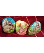 Set of 3 Woodland Friends Rocks Mixed Media Wolf Owl Squirrels Great Out... - €13,46 EUR