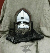 Antique Custom SCA 14 Gauge Steel Medieval Combat Pig Faced Bascinet Helmet - £132.91 GBP