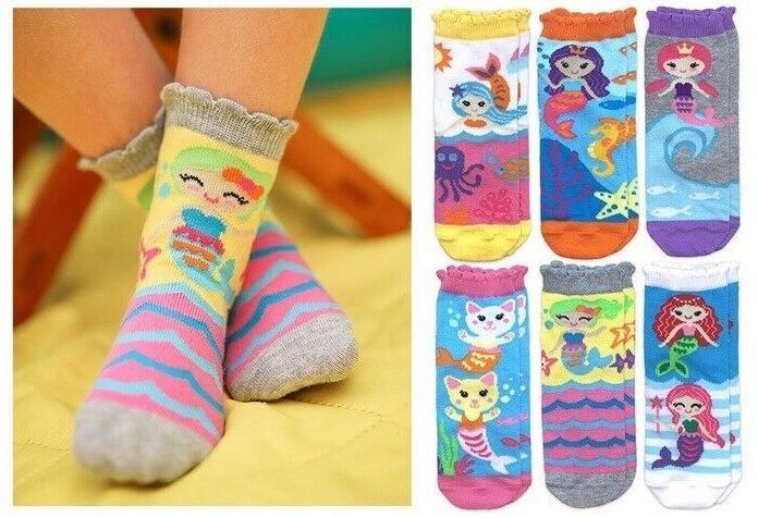 Jefferies Socks Girls Mermaid Novelty Fashion Pattern Cute Crew Socks 6 ... - $16.99