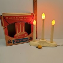 Vintage Christmas Sterling 3 Light Candolier Drip Candle Yellow Bulb - £9.15 GBP