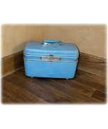 Vintage Samsonite Silhouette Aqua Blue Train Case Makeup Case Marbled w/Tray EUC - $48.44
