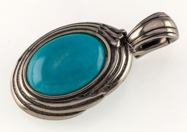 Carolyn Pollack Sterling Silver Oval Turquoise Pendant 43mm Long, 10gr - $201.38 CAD
