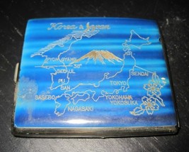 Vintage KOREA &amp; JAPAN Souvenir Metal Etched Cigarette Case - £39.37 GBP