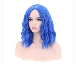 RightOn Blue Wig Short Curly Wig Blue Women Wigs Short Wave Wig Shoulder... - £13.19 GBP