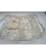 Handmade vintage half apron organdy fabric with  gold design rickrack trim - $22.77