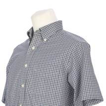 LL Bean Blue Black White Check Button Down Short Sleeve Casual Shirt Men... - £19.70 GBP