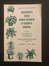 Seattle 1959 Begonia and Sheltered Garden Show Queen Anne Fieldhouse Bro... - £4.75 GBP