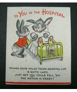 Vintage 1950&#39;s Hallmark Poster Card Hospital Get Well Bunnies Rabbits 23... - £3.08 GBP