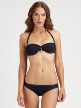 NWT JUICY COUTURE M swimsuit bikini denim $150 push-up with juicy charms blue - £58.14 GBP