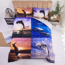 3D Reactive Print Sea Dolphin All Season Comforter Set Twin Queen Size-S1 - £20.77 GBP+