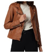 Leather Jacket Women Women&#39;s Biker Size Moto Motorcycle Soft Vintage Zip... - $2,580.42 MXN