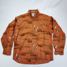 Columbia River Lodge Duck Print Men&#39;s Long Sleeve Button Up Shirt Size L - $13.85