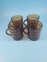 Anchor Hocking Fire King Amber Glass Barrel Mug Coffee Cups Set Of 4 Roo... - $34.00