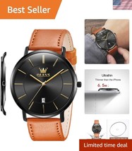 Stylish Men&#39;s Ultra Thin Watch with Genuine Leather - Perfect for Every ... - $943.43 MXN