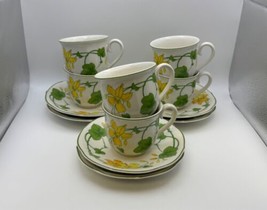 Set of 6 Villeroy &amp; Boch GERANIUM Cups and Saucers with Ribbed Design - £79.90 GBP