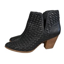 FRYE Black Leather Reed Cut Woven Ankle Boots  Size 9 - $74.25