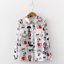 2020 Spring summer Women blouses Harajuku  face Printing Tops Streetwear Blouse  - £40.04 GBP