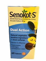 Senokot-S Dual Action Natural Vegetable Laxative Ingredient Plus a Stool... - £11.35 GBP