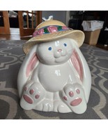 Treasure Craft Easter Bonnet Bunny Cookie Jar w/box Canister Rabbit 1990... - $54.53 CAD