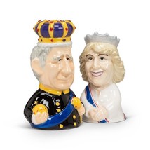 King and Queen Camilla Salt Pepper Set Ceramic 3.5" High Royalty Collectible