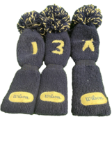 Set of 3 Wilson 1,3,X Knit Blue and White Pom-Pom Golf Club Head Covers - £9.69 GBP