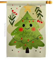 Mr Christmas Tree House Flag 28 X 40 Double-Sided Banner - £29.62 GBP