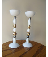 Vintage Dept 56 Sandra Magsamen Collection White Gold Silver Candle Stic... - $19.55