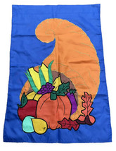 Thanksgiving Fall Cornucopia Flag Yard Garden Approx 28x40” Large Banner Pumpkin - £5.34 GBP