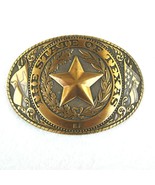 Vintage State of Texas Souvenir Belt Buckle Brass tone Metal Lonestar We... - $29.99