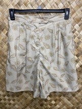 IZOD Club Sz 10 Seashell Shells High Waist Pleated Front Khaki Shorts Pockets - £13.22 GBP