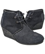 Toms Black Suede Wedge Booties Ankle Boots Womens Size 9 300415 Shoes - £28.22 GBP