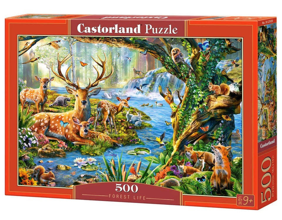 500 Piece Jigsaw Puzzle, Forest Life, Charming view of deer and animals ... - $33.74