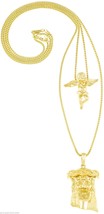 Jesus And Angel Necklace Set New Mini Pendants With 24&quot; And 30&quot; Box Link Chains - £20.44 GBP