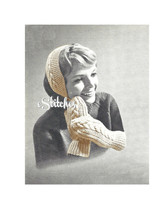 PDF Vintage Headband and Mitts - 2 Knitting patterns PDF 9021 - $3.75
