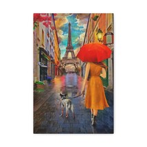 Paris Yellow Dress Red Umbrella Paris Eiffel Tower Couple France Canvas Artwork - £68.50 GBP+