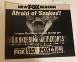 Guinness World Records TV Guide Print Ad Are You Afraid Of Snakes TPA10 - $5.93