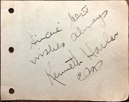 KENNETH HARLAN AUTOGRAPHED SIGNED VINTAGE 1930s ALBUM PAGE PARADISE ISLAND - $89.99