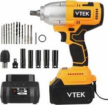 Vtek Brushless Impact Wrench 1/2 Inch Chuck, Max Torque 700Nm Cordless I... - $1,452.61 MXN